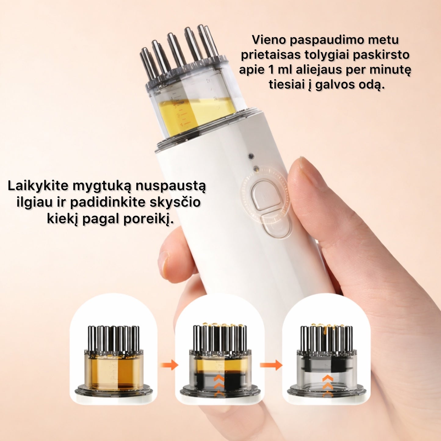 "Émisi" galvos odos masažuoklis su aliejaus aplikatoriumi + aliejus Dovana 🎁